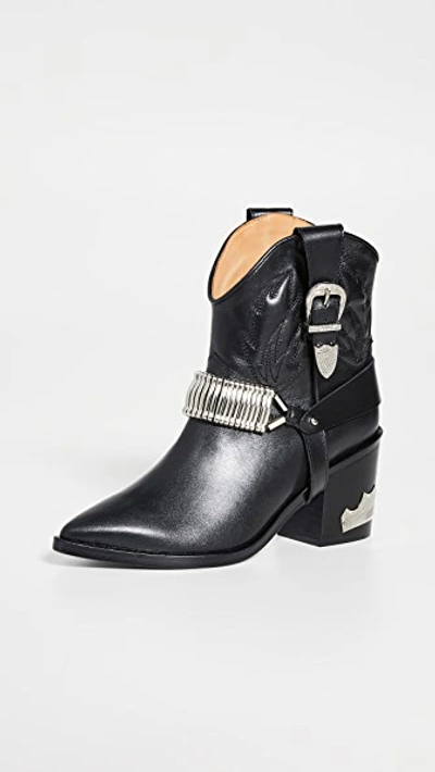 Toga Metallic Details Cowboy Boots In Black