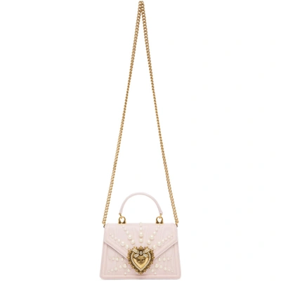 Dolce & Gabbana Dolce And Gabbana Pink Small Moire Devotion Bag In 80402 Nude