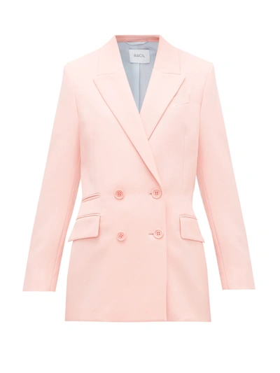 Racil Archie Double-breasted Wool-twill Blazer In Baby Pink