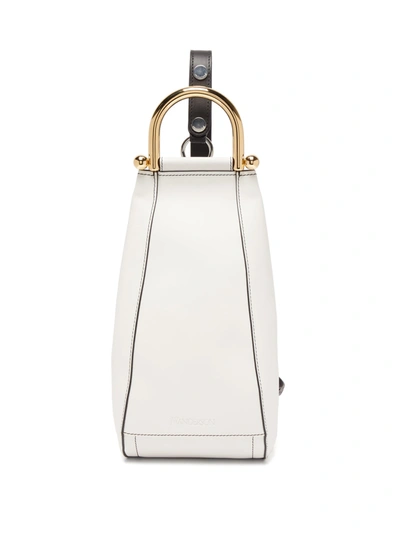 Jw Anderson Small Wedge Leather Shoulder Bag In White
