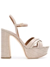 Malone Souliers Mila Crocodile-effect Leather Platform Sandals In Neutrals