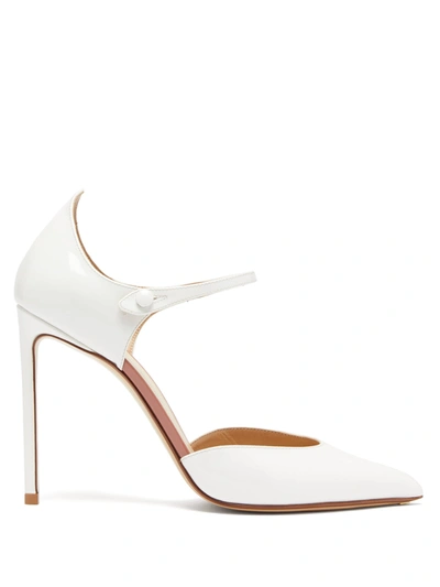 Francesco Russo Point-toe Mary-jane Patent-leather Pumps In White