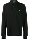 Polo Ralph Lauren Custom Slim Fit Long Sleeve Mesh Polo Shirt In Polo Black