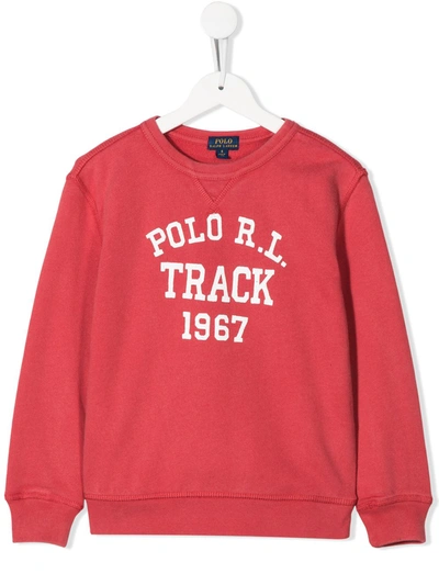 Ralph Lauren Kids' Red Sweatshirt For Boy With White Logo