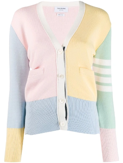 Thom Browne 4-bar Milano Stitch V-neck Cardigan In Pink