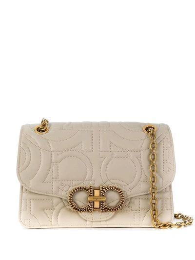 Ferragamo Peony Gancio Quilting Shoulder Bag In Neutrals