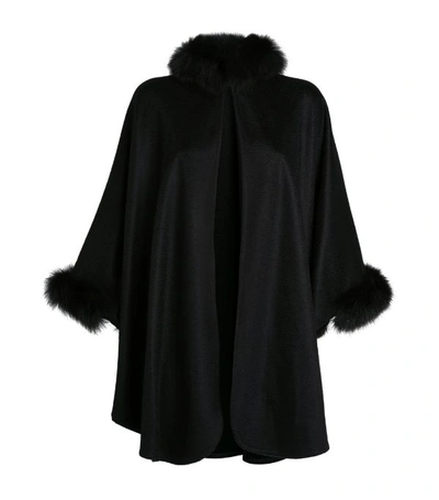 Max Mara Wssalto Cashmere Jacket With Genuine Fox Fur Trim In Black