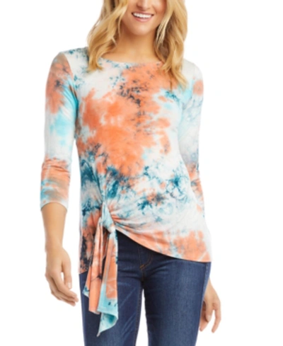 Karen Kane Tie-dye Tie-front Top In Print