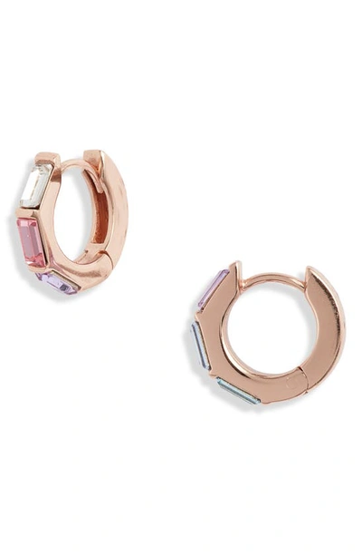 Olivia Burton Rainbow Huggie Hoop Earrings In Rose Gold