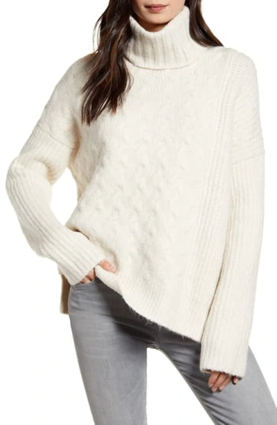 Allsaints Liliya Asymmetric Turtleneck Sweater In Dune White