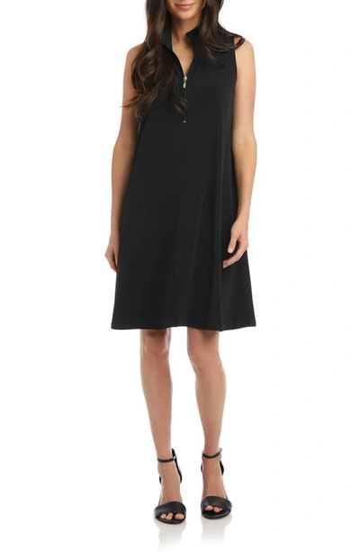 Karen Kane Travel Half Zip Shift Dress In Black