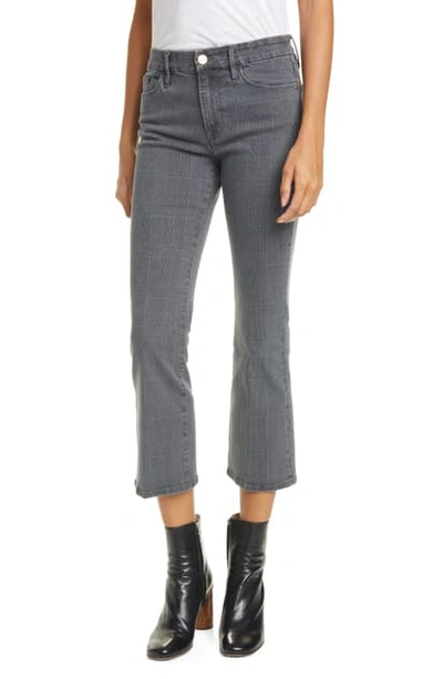 Frame Le Crop Mini Boot Jeans In Washed Gray Plaid In Washed Grey Plaid