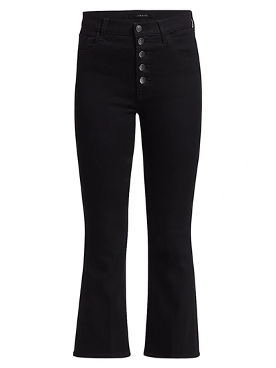 J Brand Lillie High-rise Ankle Flared Jeans In Vesper Noir In Black