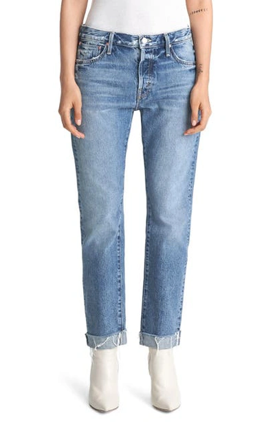 Mother The Scrapper Cuff Frayed Ankle Jeans In Take Me Higher