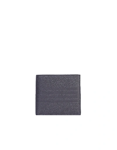 Thom Browne Billfold Wallet With Logo In Blu