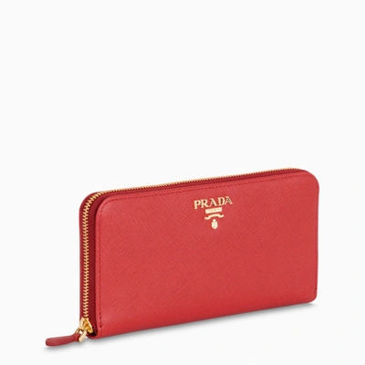 Prada Red Zip Around Wallet