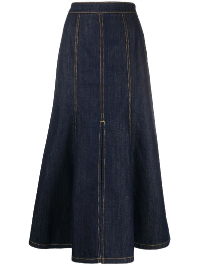 Kenzo Mermaid Denim Long Skirt In Midnight Blue
