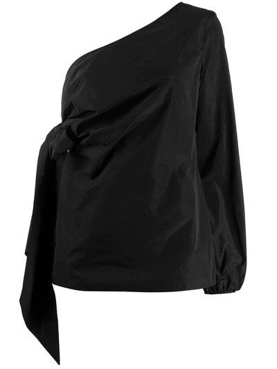 N°21 Techno Satin One-shoulder Blouse In Black