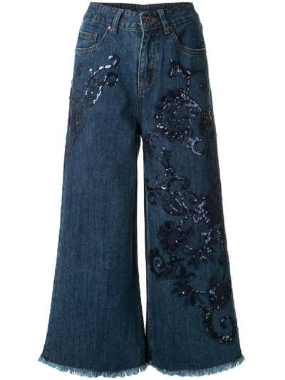 Antonio Marras George Jeans Cropped W/embrodery And Logo Behind In Blue