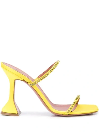 Amina Muaddi Gilda Crystal-embellished Leather Sandals In Yellow