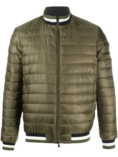 Herno Striped Down Jacket In Green