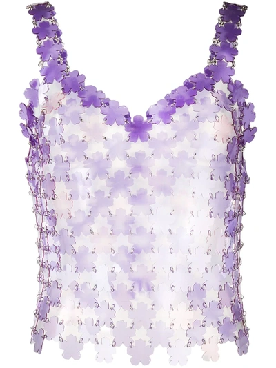 Paco Rabanne Flower-pailette Chainmail Top In Purple