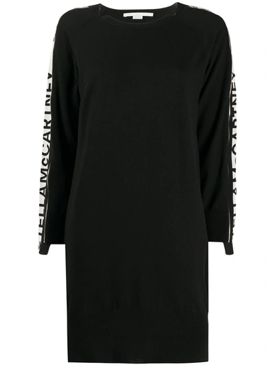 Stella Mccartney Logo Stripe Knitted Dress In Black