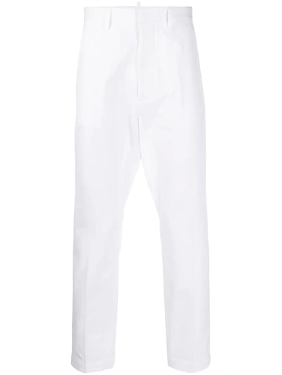Dsquared2 Tapered Twill Trousers In White