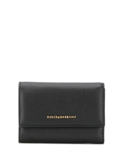 Dolce & Gabbana Logo Plaque Tri-fold Wallet In Black
