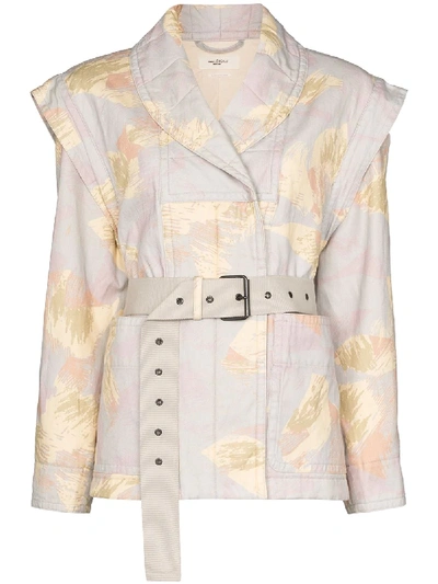 Isabel Marant Étoile Raine Printed Belted Jacket In Grey