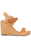 Jimmy Choo Delphi 100 Leather And Jute Espadrille Wedge Sandals In Brown