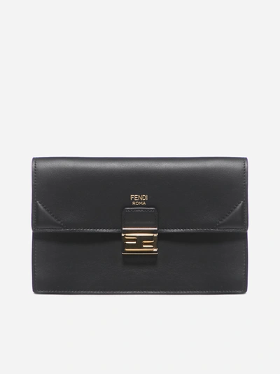 Fendi Horizontal Chai Vit. Grace Matt Clutch In Nero+oro Soft