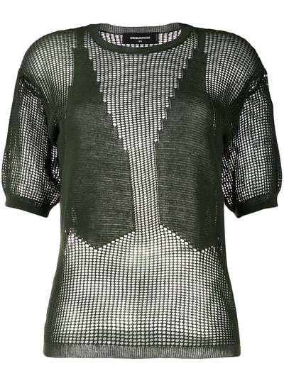 Dsquared2 Knitted Mesh Top In Green