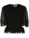 Isabel Marant Étoile Janette Sheer Sleeved T-shirt In Black