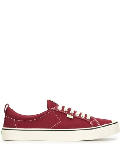 Cariuma Oca Low Stripe Burgundy Red Canvas Sneaker