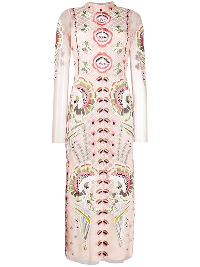 Temperley London Embroidered Midi Dress In Pink