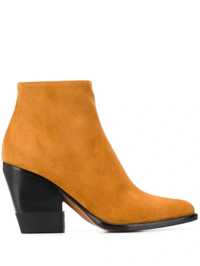 Chloé Pointed Toe 105mm Ankle Boots In Brown