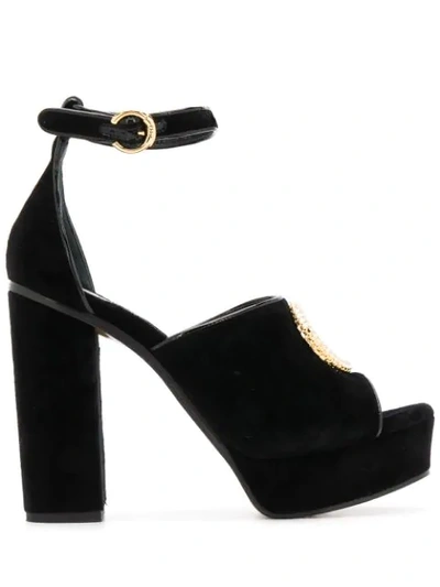 Chloé Logo Plaque 135mm Sandals In Black