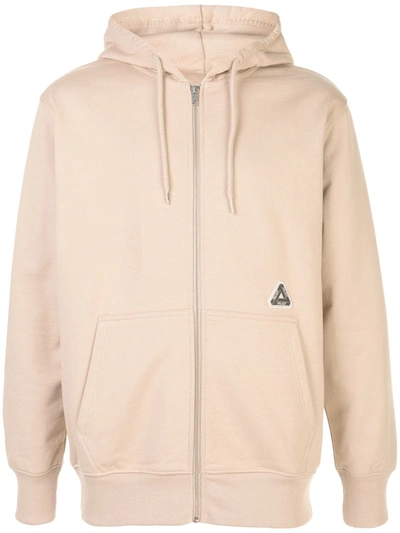 Palace Logo Print Zipped Sweatshirt In Neutrals