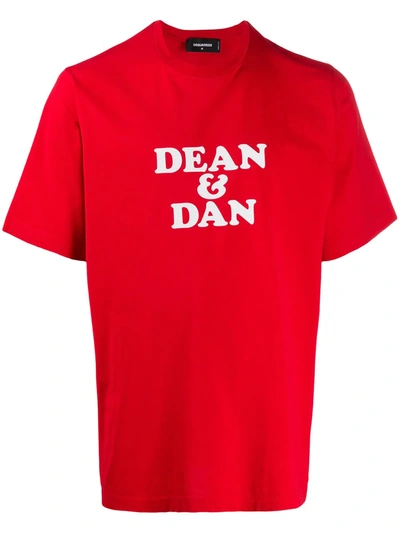 Dsquared2 Dean & Dan Print T-shirt In Red
