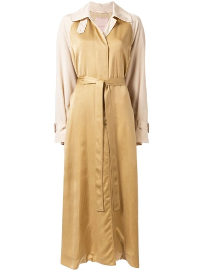 Roksanda Colour-blocked Belted Trench Coat In Brown