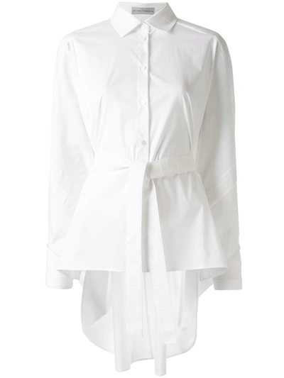 Palmer Harding Tie-front Stretch-cotton Poplin Shirt In White