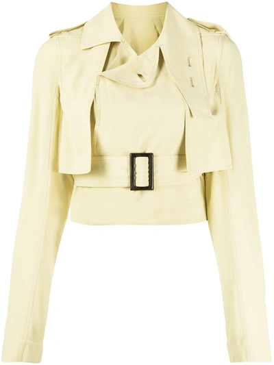 Rick Owens Belted Waist Cropped Jacket In Yellow