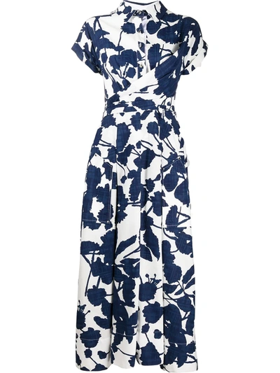 Talbot Runhof Sorrentina Floral Print Dress In Blue