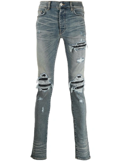 Amiri Skinny Fit Animalier Print Jeans In Blue