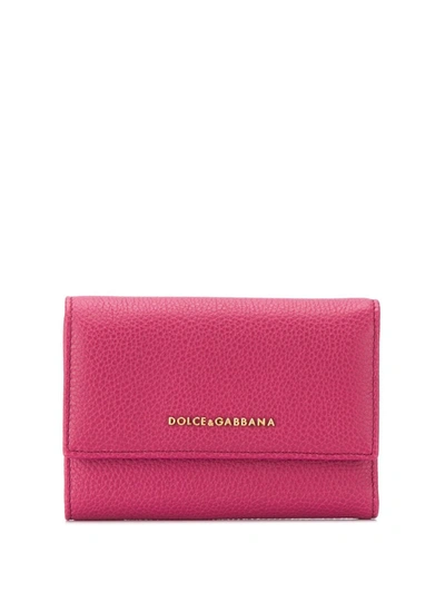 Dolce & Gabbana Logo Plaque Tri-fold Wallet In Pink