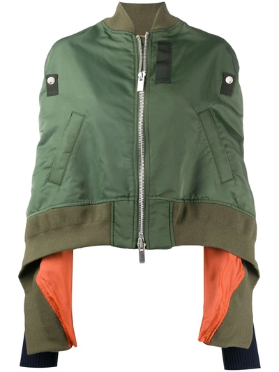 Sacai Draped Bomber Jacket In Khaki