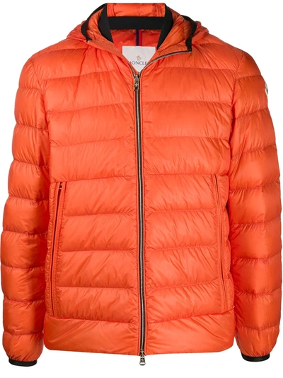 Moncler Hooded Padded Jacket In Orange