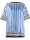 Loewe Striped Print Silk Scarf Top In Blue