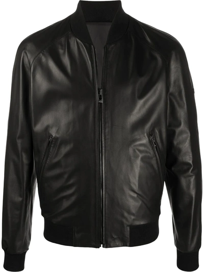 Corneliani Rib-trimmed Bomber Jacket In Black